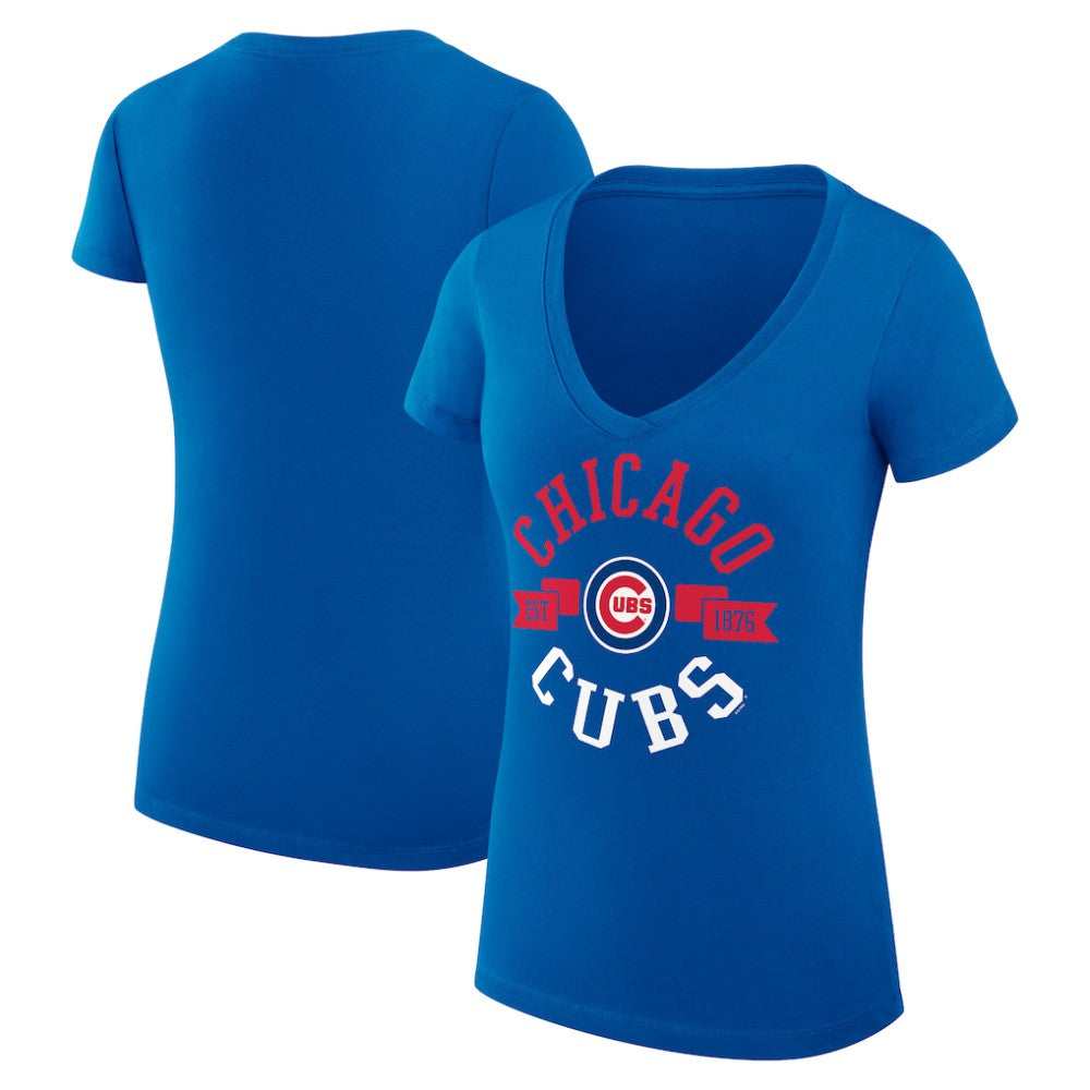 Chicago Cubs G-III 4Her by Carl Banks Women's Super-Slim Fit Lightweight City Graphic V-Neck T-Shirt - MLB