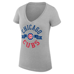 Chicago Cubs G-III 4Her by Carl Banks Women's Super-Slim Fit Lightweight City Graphic V-Neck T-Shirt - MLB