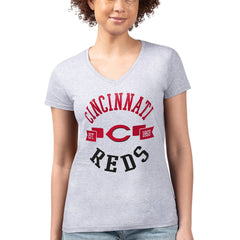 Cincinnati Reds G-III 4Her by Carl Banks Women's Super-Slim Fit Lightweight City Graphic V-Neck T-Shirt - MLB