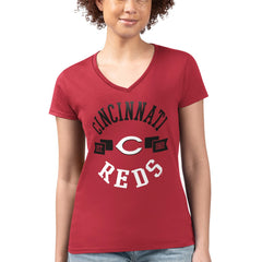 Cincinnati Reds G-III 4Her by Carl Banks Women's Super-Slim Fit Lightweight City Graphic V-Neck T-Shirt - MLB