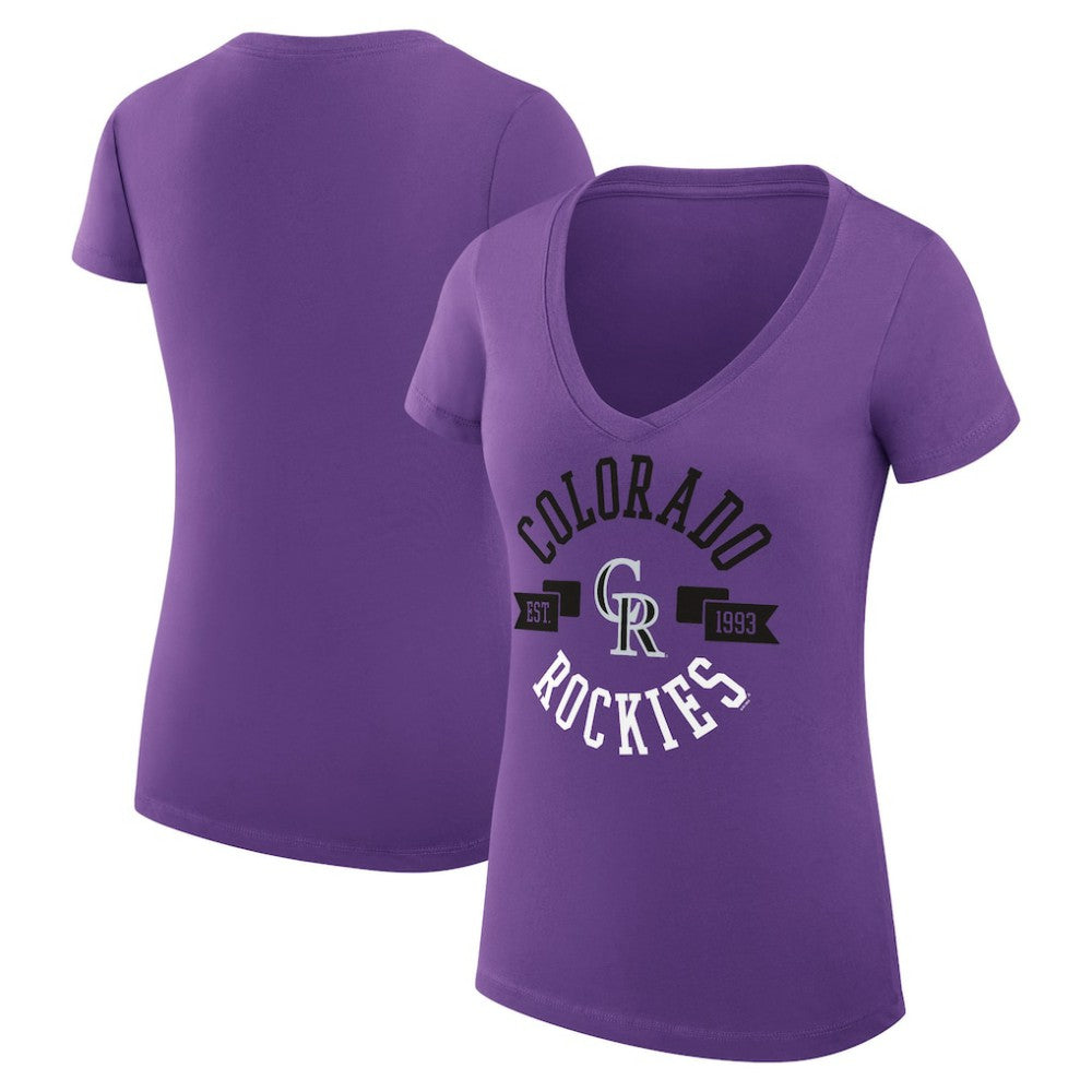 Colorado Rockies G-III 4Her by Carl Banks Women's Super-Slim Fit Lightweight City Graphic V-Neck T-Shirt - MLB