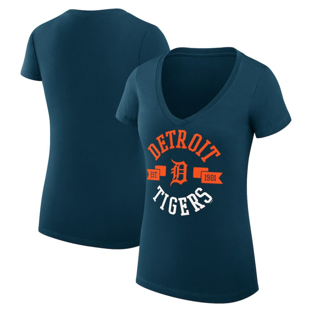 Detroit Tigers G-III 4Her by Carl Banks Women's Super-Slim Fit Lightweight City Graphic V-Neck T-Shirt - MLB