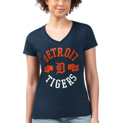 Detroit Tigers G-III 4Her by Carl Banks Women's Super-Slim Fit Lightweight City Graphic V-Neck T-Shirt - MLB