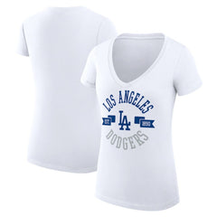 Los Angeles Dodgers G-III 4Her by Carl Banks Women's Super-Slim Fit Lightweight City Graphic V-Neck T-Shirt - MLB