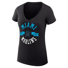 Miami Marlins G-III 4Her by Carl Banks Women's Super-Slim Fit Lightweight City Graphic V-Neck T-Shirt - MLB