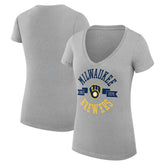 Milwaukee Brewers G-III 4Her by Carl Banks Women's Super-Slim Fit Lightweight City Graphic V-Neck T-Shirt - MLB