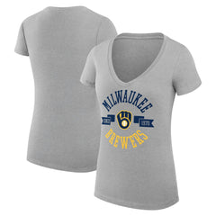 Milwaukee Brewers G-III 4Her by Carl Banks Women's Super-Slim Fit Lightweight City Graphic V-Neck T-Shirt - MLB