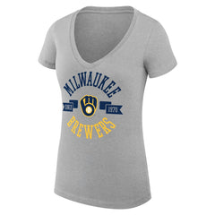 Milwaukee Brewers G-III 4Her by Carl Banks Women's Super-Slim Fit Lightweight City Graphic V-Neck T-Shirt - MLB