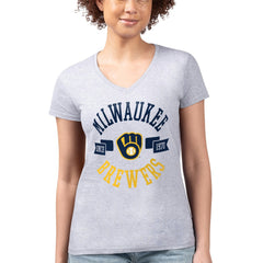 Milwaukee Brewers G-III 4Her by Carl Banks Women's Super-Slim Fit Lightweight City Graphic V-Neck T-Shirt - MLB