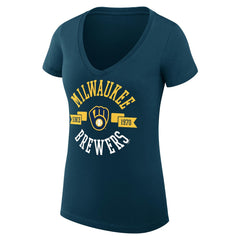 Milwaukee Brewers G-III 4Her by Carl Banks Women's Super-Slim Fit Lightweight City Graphic V-Neck T-Shirt - MLB