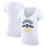 Milwaukee Brewers G-III 4Her by Carl Banks Women's Super-Slim Fit Lightweight City Graphic V-Neck T-Shirt - MLB