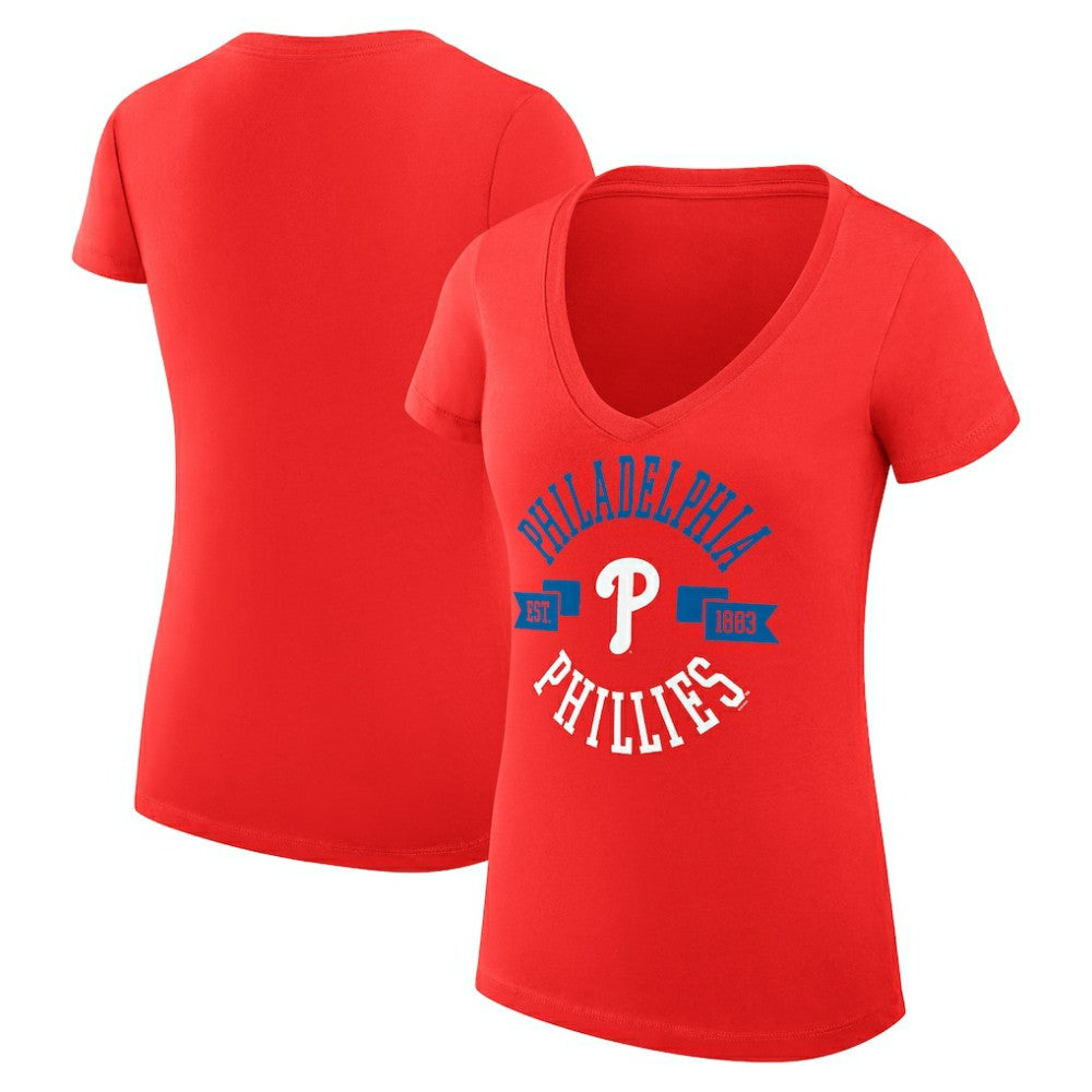 Philadelphia Phillies G-III 4Her by Carl Banks Women's Super-Slim Fit Lightweight City Graphic V-Neck T-Shirt - MLB