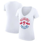 Philadelphia Phillies G-III 4Her by Carl Banks Women's Super-Slim Fit Lightweight City Graphic V-Neck T-Shirt - MLB
