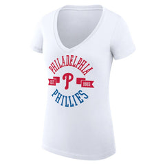 Philadelphia Phillies G-III 4Her by Carl Banks Women's Super-Slim Fit Lightweight City Graphic V-Neck T-Shirt - MLB