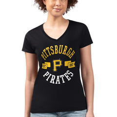 Pittsburgh Pirates G-III 4Her by Carl Banks Women's Super-Slim Fit Lightweight City Graphic V-Neck T-Shirt - MLB