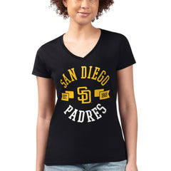 San Diego Padres G-III 4Her by Carl Banks Women's Super-Slim Fit Lightweight City Graphic V-Neck T-Shirt - MLB