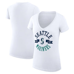 Seattle Mariners G-III 4Her by Carl Banks Women's Super-Slim Fit Lightweight City Graphic V-Neck T-Shirt - MLB