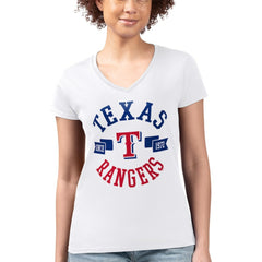 Texas Rangers G-III 4Her by Carl Banks Women's Super-Slim Fit Lightweight City Graphic V-Neck T-Shirt - MLB