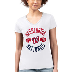 Washington Nationals G-III 4Her by Carl Banks Women's Super-Slim Fit Lightweight City Graphic V-Neck T-Shirt - MLB