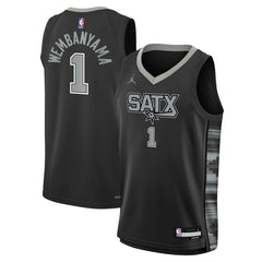 Victor Wembanyama San Antonio Spurs Jordan Brand Youth Swingman Jersey Statement Edition Black - NBA