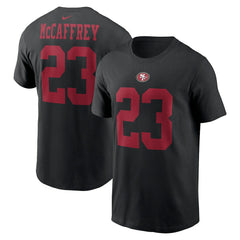 Christian McCaffrey San Francisco 49ers Player Name & Number T-Shirt Black | Nike for Sale