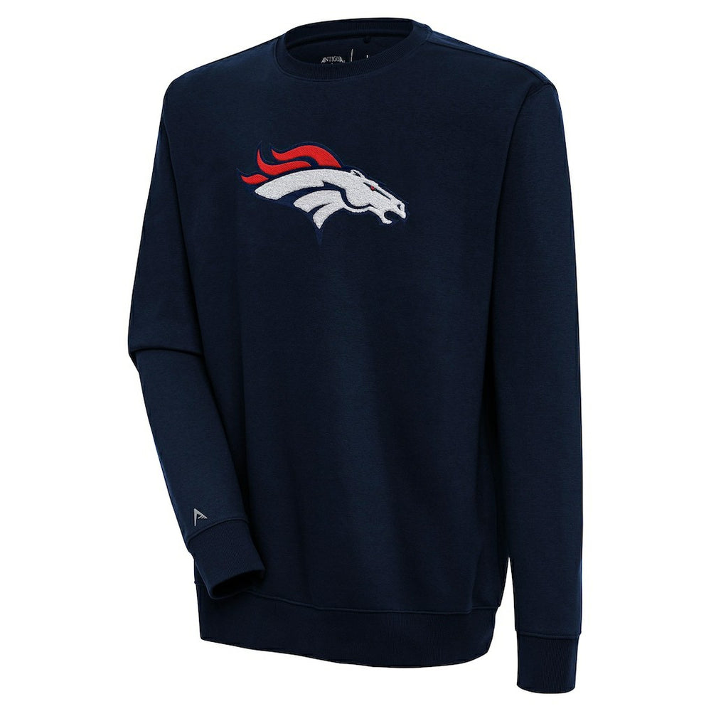 Denver Broncos Antigua Victory Crewneck Pullover Sweatshirt Navy | NFL