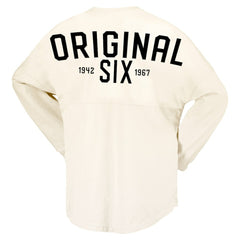 Montreal Canadiens Fanatics Women's Original Six Lace-Up Spirit Jersey Long Sleeve T-Shirt - Cream - NHL