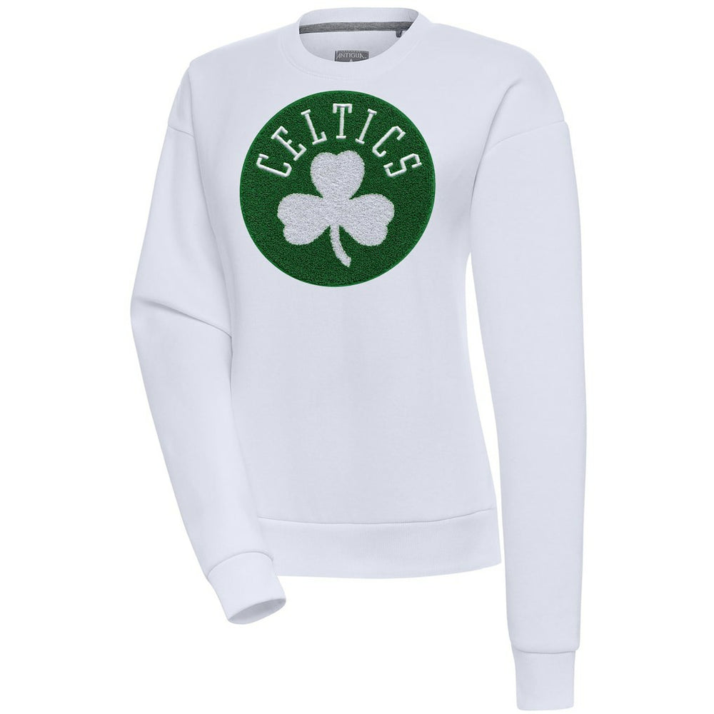 Boston Celtics Antigua Women's Victory Crewneck Pullover Sweatshirt White - NBA