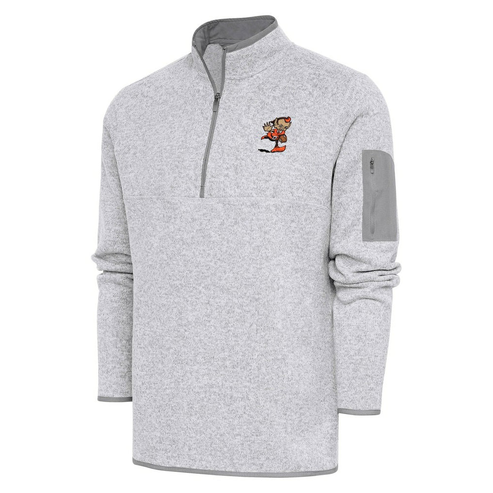 Cleveland Browns Adult Throwback Logo Fortune Quarter-Zip Pullover Jacket Heather Gray | NFL