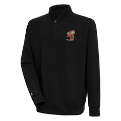Cleveland Browns Adult Throwback Logo Victory Quarter-Zip Pullover Top Black | NFL