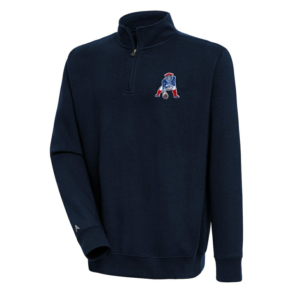 New England Patriots Adult Throwback Logo Victory Quarter-Zip Pullover Top Navy | NFL