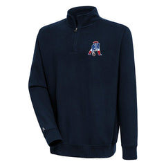 New England Patriots Adult Throwback Logo Victory Quarter-Zip Pullover Top Navy | NFL