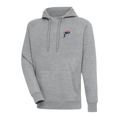 Miami Dolphins Adult Throwback Logo Victory Pullover Hoodie Heather Gray | NFL