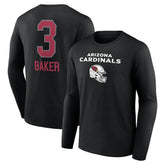 Budda Baker Arizona Cardinals Team Wordmark Player Name & Number Long Sleeve T-Shirt Black | NFL