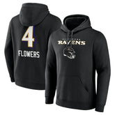 Zay Flowers Baltimore Ravens Team Wordmark Player Name & Number Pullover Hoodie Black | NFL