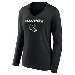 Zay Flowers Baltimore Ravens Women's Team Wordmark Player Name & Number Long Sleeve V-Neck T-Shirt Black | NFL