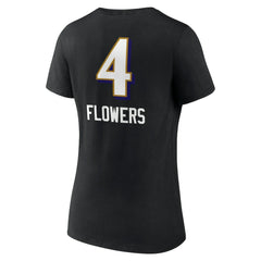Zay Flowers Baltimore Ravens Women's Team Wordmark Player Name & Number V-Neck T-Shirt Black | NFL