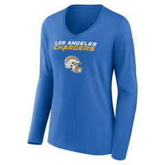 Derwin James Jr. Los Angeles Chargers Women's Team Wordmark Player Name & Number Long Sleeve V-Neck T-Shirt Powder Blue | NFL