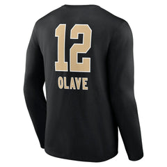 Chris Olave New Orleans Saints Team Wordmark Player Name & Number Long Sleeve T-Shirt Black | NFL