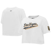 Vegas Golden Knights Pro Standard Women's Boxy Script Tail Cropped T-Shirt - White - NHL