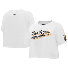 Vegas Golden Knights Pro Standard Women's Boxy Script Tail Cropped T-Shirt - White - NHL
