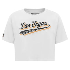 Vegas Golden Knights Pro Standard Women's Boxy Script Tail Cropped T-Shirt - White - NHL