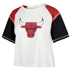 Chicago Bulls '47 Women's Premier Raglan Cropped T-Shirt Cream - NBA