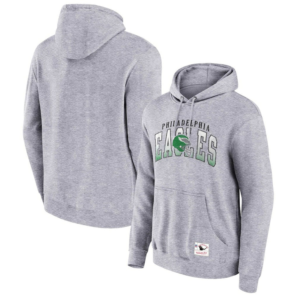 Philadelphia Eagles Pocket Passer Pullover Hoodie Heather Gray | Mitchell & Ness