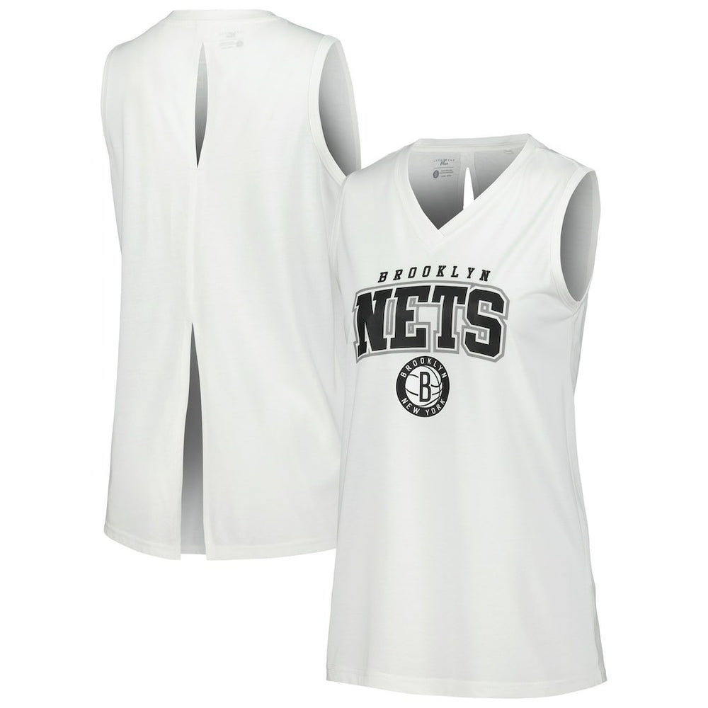 Brooklyn Nets Levelwear Women's Paisley Peekaboo Tank Top White - NBA