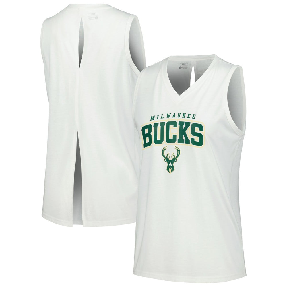 Milwaukee Bucks Levelwear Women's Paisley Peekaboo Tank Top White - NBA