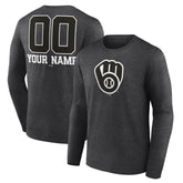 Milwaukee Brewers Personalized Monochrome Name & Number Long Sleeve T-Shirt - MLB