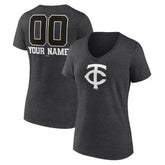 Minnesota Twins Women's Personalized Monochrome Name & Number V-Neck T-Shirt - MLB