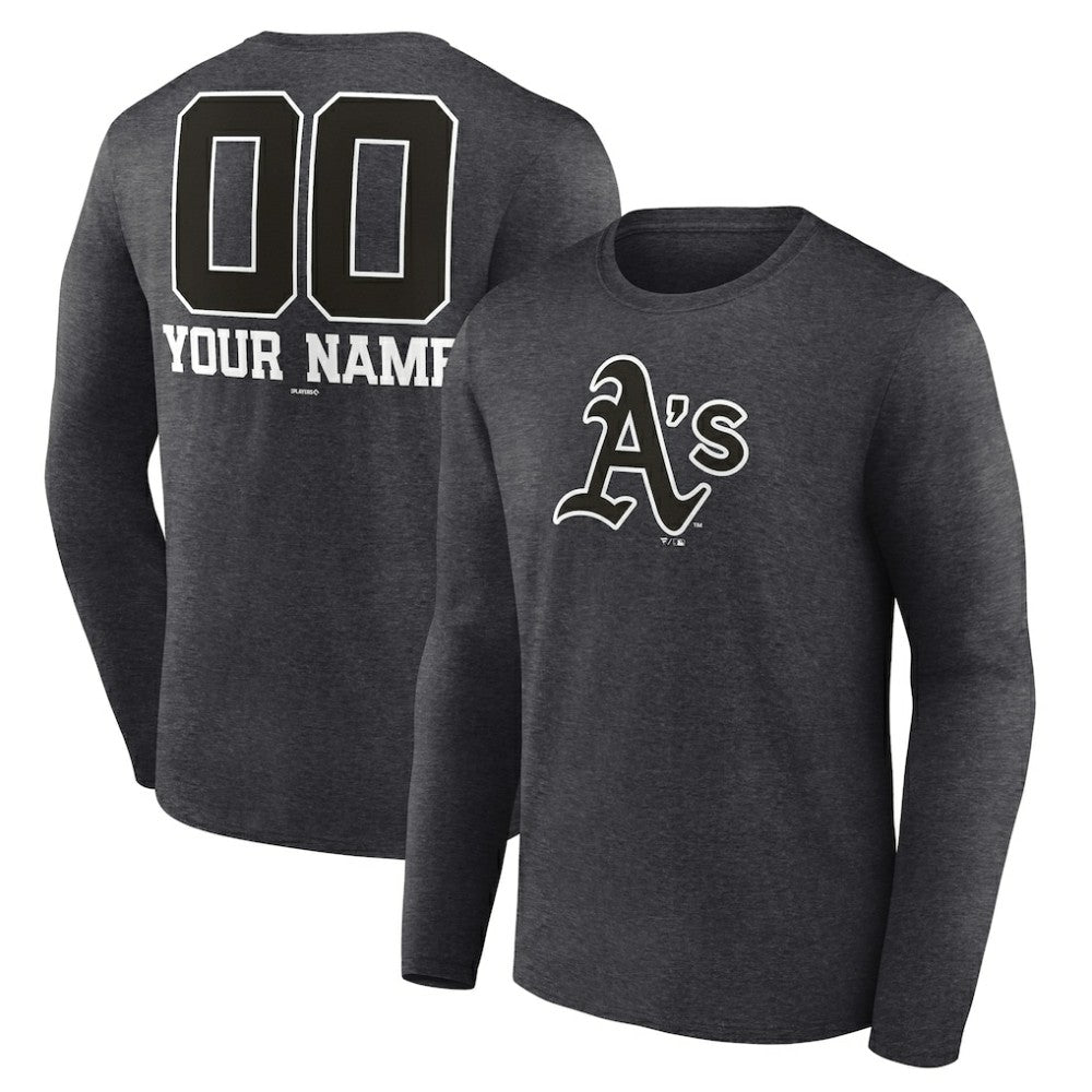 Athletics Personalized Monochrome Name & Number Long Sleeve T-Shirt - MLB
