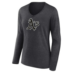 Athletics Women's Personalized Monochrome Name & Number Long Sleeve V-Neck T-Shirt - MLB